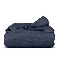 Плед-покрывало Cosas Navy Knitted Braid косичка 160х230 см сапфир (Blanket_65-1Navy_KnittedBraid_160x230)