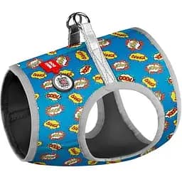 Шлея для собак Waudog Clothes м'яка з QR паспортом, малюнок "ВАУ", S2