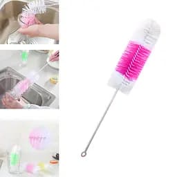 Йоршик щітка для миття пляшок і пляшок з гнучкою ручкою 28 см, Kitchen Master Рожевий 86064