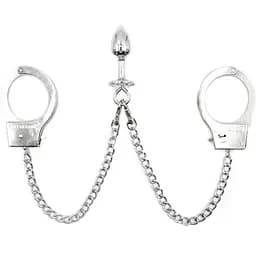 Наручники з ланцюгами та анальною пробкою One size Сріблястий K000162