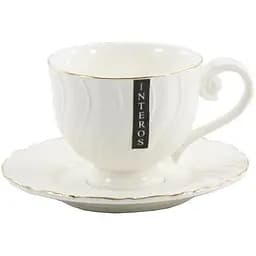 Чашка з блюдцем Interos Хвиля порцелянова 260 мл біла (C0112 A)