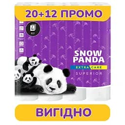 Туалетний папір Сніжна Панда Extra Care Superior чотиришаровий 32 рулони