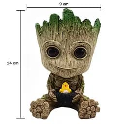 Горщик для вазонів та канцелярії Грут Groot G9 Малюк з пташеням + підставка пень - мініатюра 7