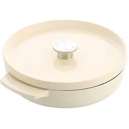 Сотейник KitchenAid чавунний з кришкою 26 см 2.77 л мигдальний крем (CC009010-001)