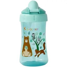 Поїльник-непроливайка Курносики із силіконовою трубочкою 320 мл бірюзовий (7025 зел)