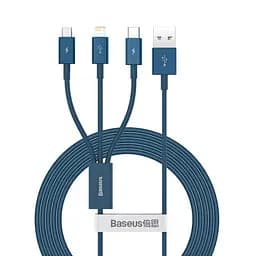 Кабель Baseus Superior Series Fast Charging Data Cable USB to M+L+C 3.5A 1.5m Blue (CAMLTYS-03)