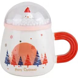 Чашка новогодняя Olens 8030-299 Снежный праздник с крышкой керамика 360 мл Белая