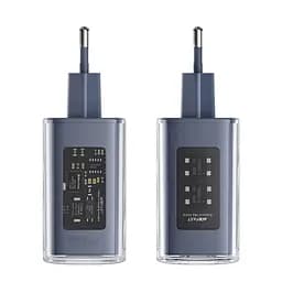 Зарядний пристрій Acefast A45 USB/2 Type-C QC PD PD65W GaN сіре - мініатюра 4