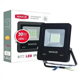 Світлодіодний прожектор Maxus Flood SMD 2850лм IP65 5000K 30W (Чорний) - мініатюра 2