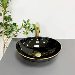 Умивальник VBI Parma black gold Edge накладний VBI-011012, Золотий - мініатюра 3