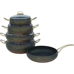 Набір каструль O.M.S. Collection 3024 з гранітним покриттям 9 предметів Зелений (Туреччина)