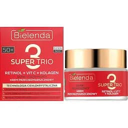 Крем проти зморшок Bielenda Super Trio Retinol + Vit C + Kolagen 50+ сильно зміцнюючий 50 мл - мініатюра 2