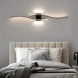 Хвилеподібний настінний чорний світильник Line F довжина 60 см Арт. WM27/600