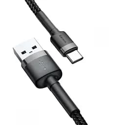Дата кабель Baseus Cafule USB to Type-C Cable 3A (1m) (CATKLF-B) Чорний/Сірий - мініатюра 2