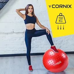 М'яч для фітнесу (фітбол) Cornix 55 см напівмасажний Anti-Burst Red XR-0462 - мініатюра 5