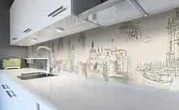 Вініловий кухонний фартух Старе Місто наклейка для кухні ПВХ вантажу Архітектура Бежевий Happy Pocket Z181787 - мініатюра 6