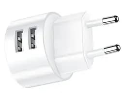 Зарядное устройство адаптер Usams US-CC080 T20 Dual USB Round Travel Charger
