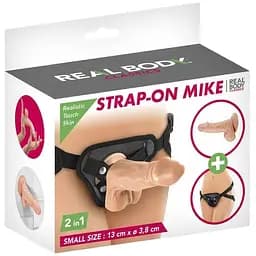 Жіночий страпон-трусики 2 в 1 Real Body Mike довжина 13 см діаметр 3.8 см трусики та фалоімітатор