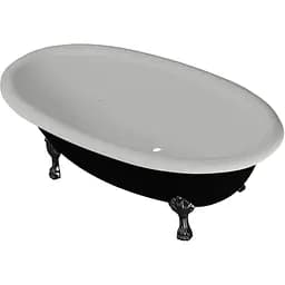 Ванна окремостояча глянцева Amdcon Olmpa 180x90 чорна з литого каменю чорні ніжки OLMPA_180_nzhk-bl_BLACK_HL Чорний