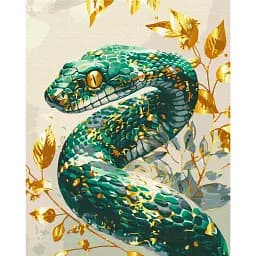 Картина по номерам Brushme Изумрудная змея с красками металлик 40x50 см