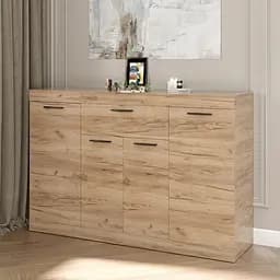 Комод для дома Эверест Соната-7 Телескопические с дверями и ящиком 140х38х94 см дуб крафт золотой (EVR-2706)