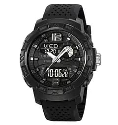 Годинник чоловічий наручний спортивний Skmei 2163 з подвійним дисплеєм і підсвічуванням (Чорний)