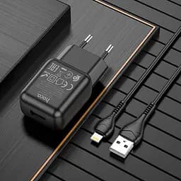 Зарядний блок - адаптер мережевий HOCO single port charger C96A 1USB 2.1A чорний - мініатюра 7
