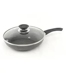 Универсальная сковорода для жарки A-Plus 24 см антипригарная с мраморным покрытием с крышкой