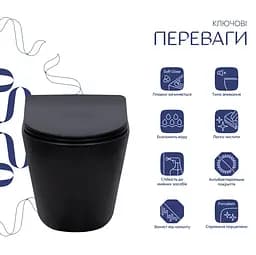 Унітаз підвісний Qtap Scorpio Ultra Quiet, з сидінням Slim Duroplast/ Soft-close/ Quick Release QT14332380AMB - мініатюра 2