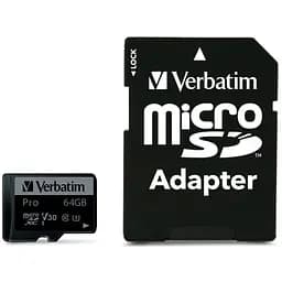 Карта памяти Verbatim 64GB microSDXC class 10 UHS-III PRO (47042)