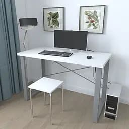 Письмовий стіл Ferrum-decor Драйв 750x1200x700 Сірий метал ДСП Біле 32 мм (FRD-103387) - мініатюра 2