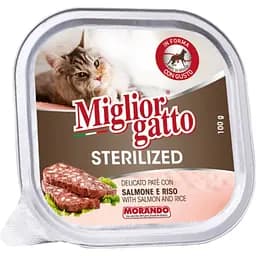 Вологий корм для стерилізованих котів Migliorgatto Sterilized з лососем та рисом 100 г