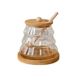 Банка для меду з ложкою на бамбуковій підставці 400 мл