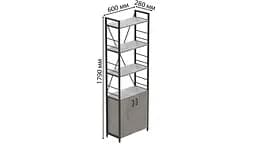 Етажерка 4/60 Ferrum-decor Серії Конект з тумбою 179x60x28 Чорний ДСП Бетон (FRD-104490) - мініатюра 3