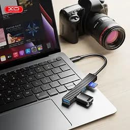 USB-хаб XO USB Type-C 3-в-1 (HUB014B.black) - мініатюра 2