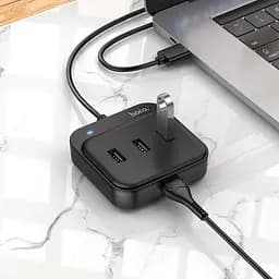Хаб концентратор Hoco HB31 Easy 4 in 1 (Usb to Usb3.0+Usb2.0x3) 1.2m 6931474784896 - мініатюра 4