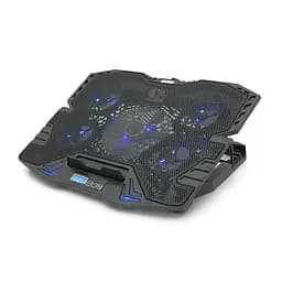 Підставка під ноутбук IceCoorel K5, 10-15", 1*125mm 1400±10% RPM + 4*70mm 2500±10%RPM, корпус пластик+алюміній, 2xUSB2.0, 365x297x30mm, Blue,Box, Q18 - мініатюра 4