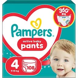 Підгузки-трусики Pampers Active Baby Pants Розмір 4 (9-15 кг) 108 шт. 