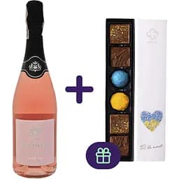 Вино игристое Comte de Chamberi Rose розовое сухое 10.5% 0.75 л + Набор шоколадных конфет Spell Сердце 76 г