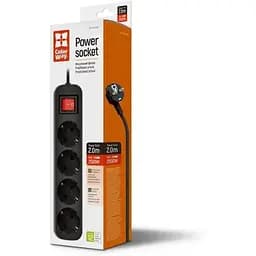 Фильтр питания СolorWay 4 розетки, 2м, Black (CW-PSEA42BK)