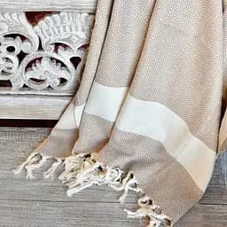 Рушник-пештемаль LoveYouHome бавовняний для дому та відпочинку 100х180 см бежевий (ly60183) - мініатюра 3