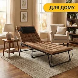 Розкладне ліжко (розкладачка) з оксамитовим матрацом і подушкою LEOBRO Brown (LB-FB-A3-BRN) - мініатюра 5
