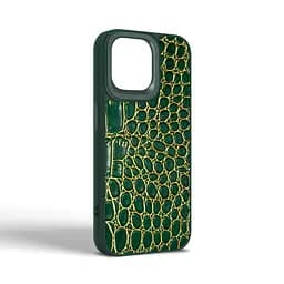 Кожаный чехол для Apple iPhone 14 Pro Max, Harder Crocosaur, зеленый, термополиуретан ТПУ + экокожа с текстурой крокодила, панель, защита корпуса, противоударный, микрофибра, рамка вокруг камеры, защита всего корпуса, (ARM76726) - мініатюра 2