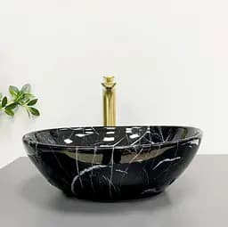 Умивальник VBI Parma black stone glossy накладний VBI-011014, Чорний матовий - мініатюра 2