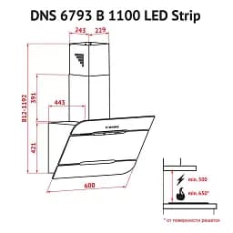 Витяжка декоративна похила Perfelli DNS 6793 B 1100 BL LED Strip - мініатюра 8