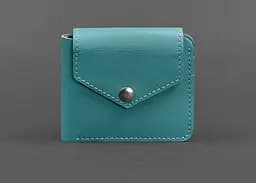 Кожаное портмоне 4.2 на кнопке бирюзовое