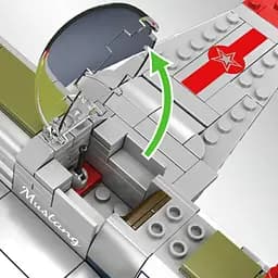 Конструктор літак Mould King винищувач Другої світової війни P-51D Mustang Fighter  авіація 396 деталей - мініатюра 5
