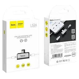 Перехідник Hoco LS24 Lightning to lightning audio/lightning Сталевий - мініатюра 7