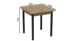 Стіл кухонний Ferrum-decor Агата 75x80x80 Чорний ДСП Дуб Артізан 16мм (FRD-105679) - мініатюра 4