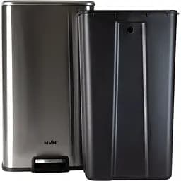 Відро для сміття MBM My Home з кришкою та педаллю 30 л сірий (BIN-15 30L SS) - мініатюра 3